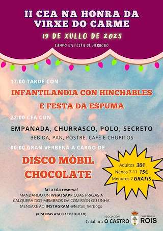Fechas, información, programa, cartel, imágenes, mapa y ubicación de II Cea Virxe do Carme de Hebogo  en  Rois