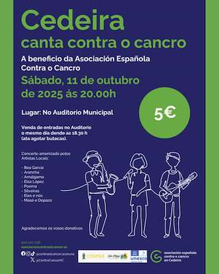 Fechas, información, programa, cartel, imágenes, mapa y ubicación de Cedeira Canta Contra o Cancro (2025)