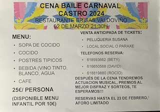 Cena Baile de Carnaval de Castro en Narón