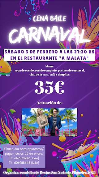 Cena Baile de Carnaval de Filgueira en Ferrol