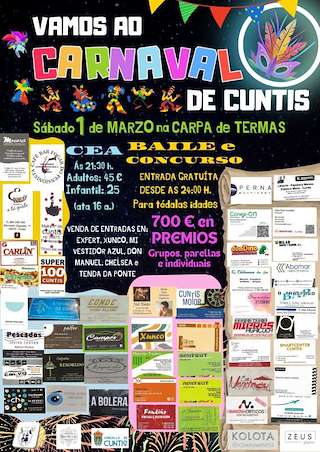 Fechas, información, programa, cartel, imágenes, mapa y ubicación de Cena Baile de Carnaval  en  Cuntis