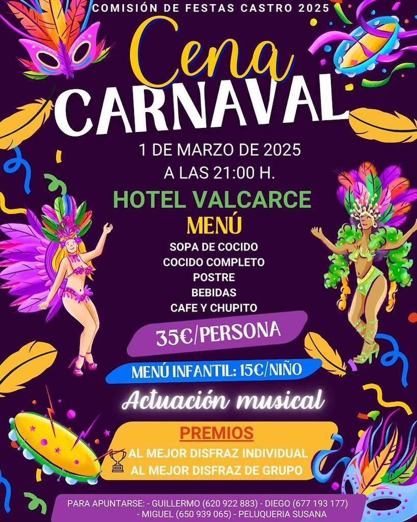 Cena Baile de Carnaval de Castro en Narón