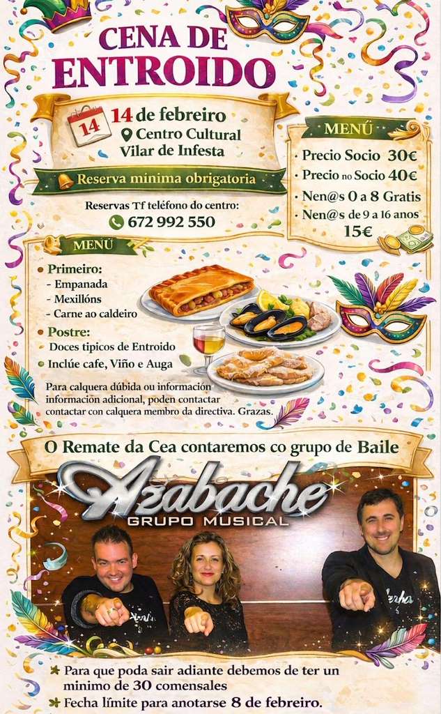 Cena Baile de Carnaval de Vilar de Infesta en Redondela