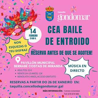 Fechas, información, programa, cartel, imágenes, mapa y ubicación de Cena - Baile de Carnaval  (2026)  en  Gondomar