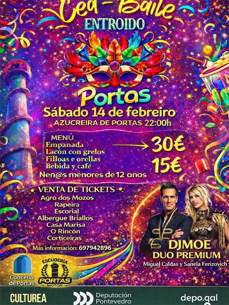 Cena - Baile de Carnaval (2026) en Portas