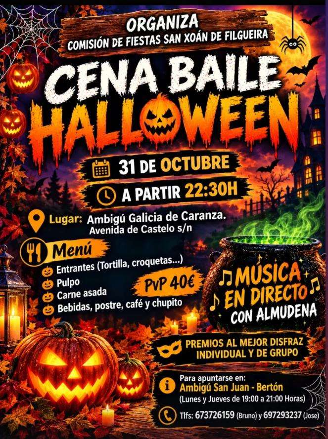 Cena Baile de Halloween de San Xoán de Filgueira (2026) en Ferrol