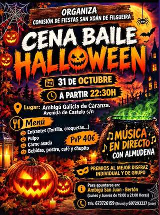 Fechas, información, programa, cartel, imágenes, mapa y ubicación de Cena Baile de Halloween de San Xoán de Filgueira (2026)  en  Ferrol