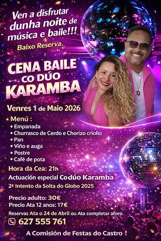 Fechas, información, programa, cartel, imágenes, mapa y ubicación de Cena - Baile do Castro  (2026)  en  Sada