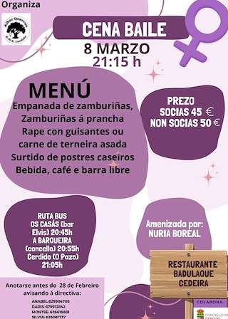 Fechas, información, programa, cartel, imágenes, mapa y ubicación de Cena Baile do Día da Muller   en  Cedeira