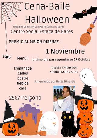 Fechas, información, programa, cartel, imágenes, mapa y ubicación de Cena Baile Halloween de Estaca de Bares (2025)  en  Mañón