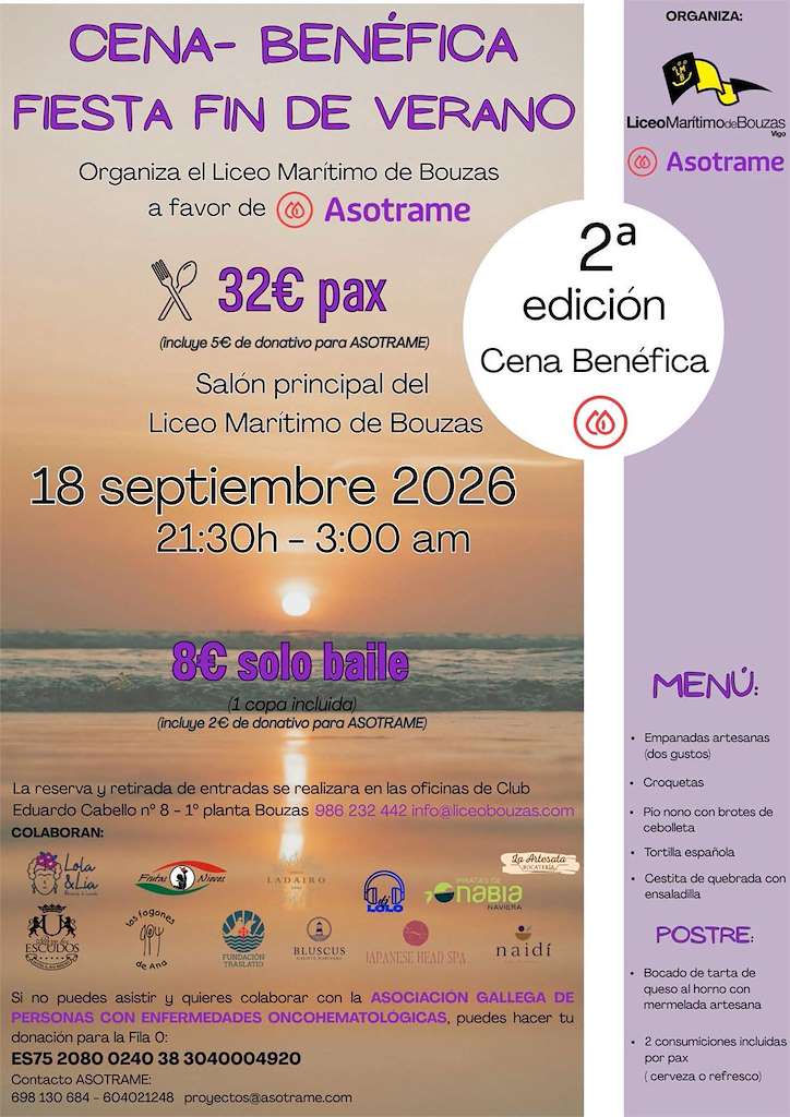 II Cena Benéfica Fin de Verano de Bouzas (2026) en Vigo