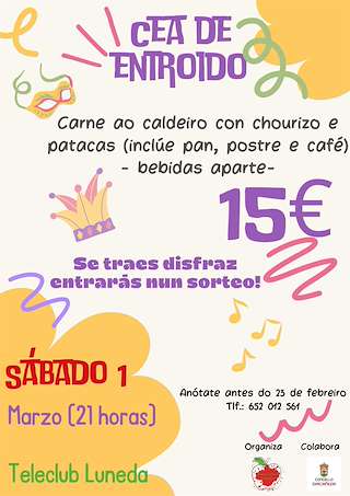 Fechas, información, programa, cartel, imágenes, mapa y ubicación de Cena de Carnaval  en  A Cañiza