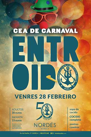 Fechas, información, programa, cartel, imágenes, mapa y ubicación de Cena de Carnaval de la S.C.R. Ledicia  en  Burela