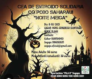 Fechas, información, programa, cartel, imágenes, mapa y ubicación de Cena de Carnaval Solidaria con el Pueblo Saharaui - Noite Meiga  en  Teo