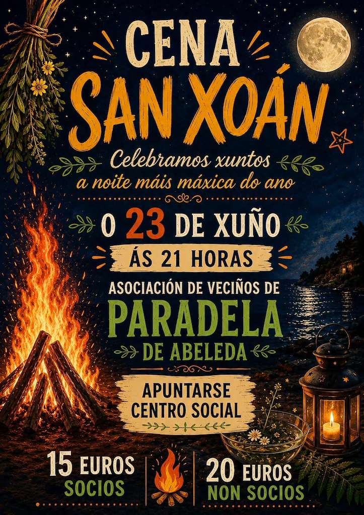 Cena de San Xoán de Paradela de Abeleda en Porqueira
