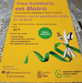 Fechas, información, programa, cartel, imágenes, mapa y ubicación de Cena Solidaria   en  Boiro