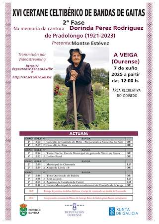 Fechas, información, programa, cartel, imágenes, mapa y ubicación de XVI Certame Celtibérico de Bandas de Gaitas  en  A Veiga