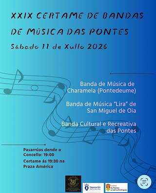 Fechas, información, programa, cartel, imágenes, mapa y ubicación de XXIX Certame de Bandas de Música (2026)  en  As Pontes de García Rodríguez