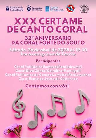 Fechas, información, programa, cartel, imágenes, mapa y ubicación de XXX Certame de Canto Coral  en  Culleredo