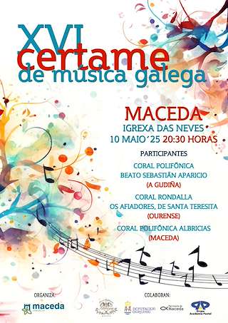 Fechas, información, programa, cartel, imágenes, mapa y ubicación de XVI Certame de Música Galega  en  Maceda