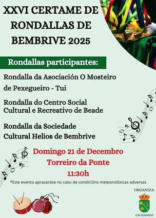 Fechas, información, programa, cartel, imágenes, mapa y ubicación de XXVI Certame de Rondallas de Bembrive  (2025)  en  Vigo