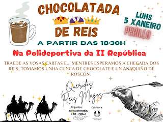 Fechas, información, programa, cartel, imágenes, mapa y ubicación de Chocolatada de Reis de Perillo (2026)  en  Oleiros