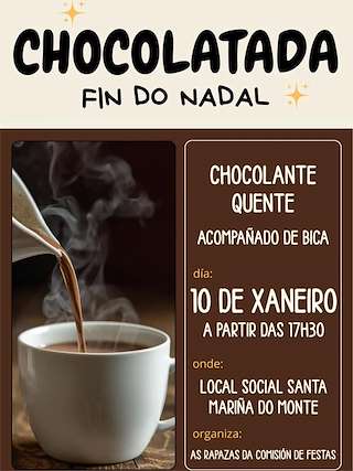 Fechas, información, programa, cartel, imágenes, mapa y ubicación de Chocolatada Fin de Navidad (2026)  en  Ourense