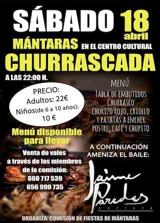 Fechas, información, programa, cartel, imágenes, mapa y ubicación de Churrascada de Mántaras (2026) en Irixoa