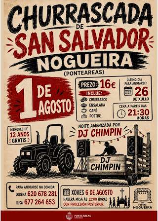 Fechas, información, programa, cartel, imágenes, mapa y ubicación de Churrascada de San Salvador de Nogueira (2026)  en  Ponteareas