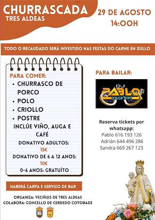 Fechas, información, programa, cartel, imágenes, mapa y ubicación de Churrascada de Tres Aldeas (2026)  en  Cerdedo Cotobade