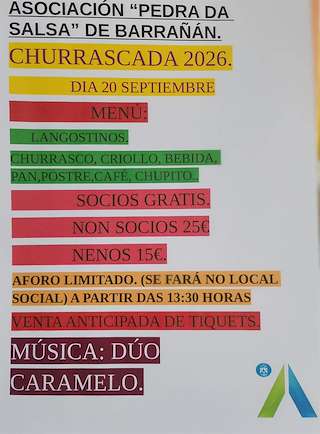 Fechas, información, programa, cartel, imágenes, mapa y ubicación de Churrascada Popular de Barrañan (2026) en Arteixo