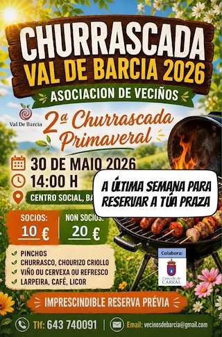Fechas, información, programa, cartel, imágenes, mapa y ubicación de II Churrascada Primaveral Val de Barcia (2026)  en  Carral