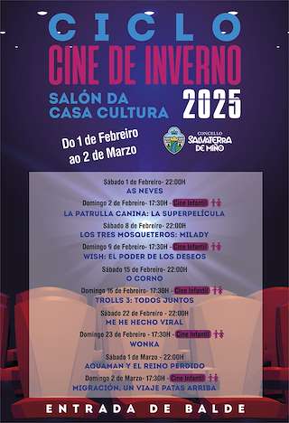 Fechas, información, programa, cartel, imágenes, mapa y ubicación de Ciclo Cine de Inverno   en  Salvaterra do Miño