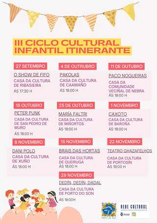 Fechas, información, programa, cartel, imágenes, mapa y ubicación de III Ciclo Cultural Infantil Itinerante  (2026) en O Porto do Son