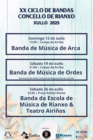 Fechas, información, programa, cartel, imágenes, mapa y ubicación de XX Ciclo de Bandas  en  Rianxo