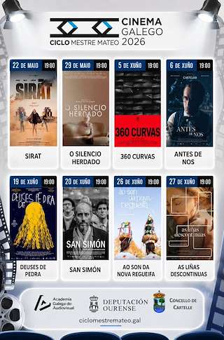 Fechas, información, programa, cartel, imágenes, mapa y ubicación de Ciclo de Cine Galego Mestre Mateo (2026)  en  Cartelle