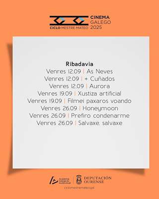 Fechas, información, programa, cartel, imágenes, mapa y ubicación de Ciclo de Cine Galego Mestre Mateo (2026) en Ribadavia