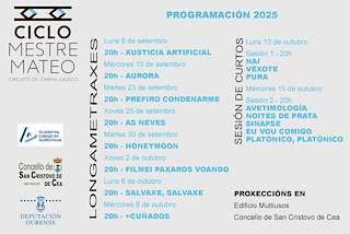 Fechas, información, programa, cartel, imágenes, mapa y ubicación de Ciclo de Cine Galego Mestre Mateo (2025)  en  San Cristovo de Cea