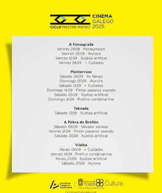 Fechas, información, programa, cartel, imágenes, mapa y ubicación de Ciclo de Cine Galego Mestre Mateo  en  Taboada