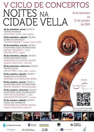 Fechas, información, programa, cartel, imágenes, mapa y ubicación de V Ciclo de Concertos Noites na Cidade Vella (2026)  en  A Coruña