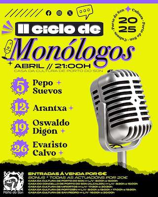 Fechas, información, programa, cartel, imágenes, mapa y ubicación de Ciclo de Monólogos  en  Porto do Son