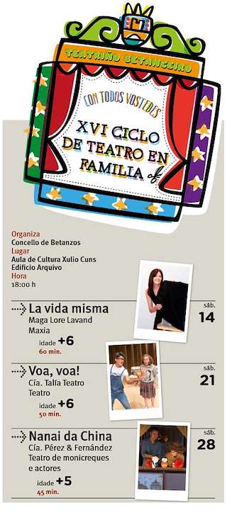 Fechas, información, programa, cartel, imágenes, mapa y ubicación de XVI Ciclo de Teatro en Familia  en  Betanzos