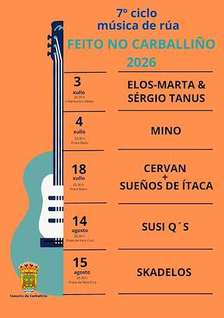 Fechas, información, programa, cartel, imágenes, mapa y ubicación de VII Ciclo Música de Rúa Feito no Carballiño (2026)