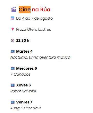 Cine na Rúa (2026) en Cee