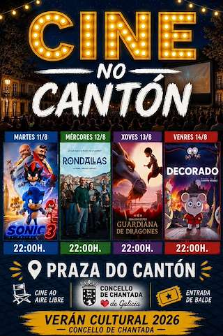 Fechas, información, programa, cartel, imágenes, mapa y ubicación de Cine no Cantón (2026) en Chantada