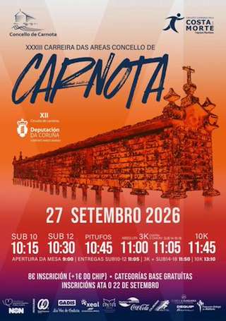 Fechas, información, programa, cartel, imágenes, mapa y ubicación de XII Circuito Correndo pola Costa da Morte - XXXIII Carreira das Areas (2026) en Carnota