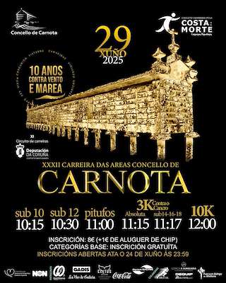 Fechas, información, programa, cartel, imágenes, mapa y ubicación de X Circuito Correndo pola Costa da Morte - XXXII Carreira das Areas  en  Carnota