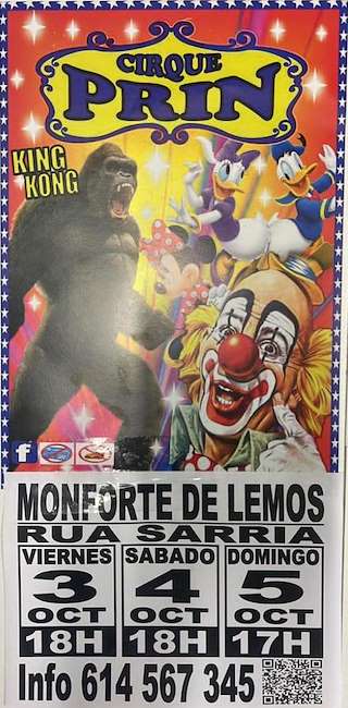 Fechas, información, programa, cartel, imágenes, mapa y ubicación de Cirque Prin (2025)  en  Monforte de Lemos