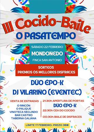 Fechas, información, programa, cartel, imágenes, mapa y ubicación de III Cocido - Baile O Pasatempo  en  Mondoñedo