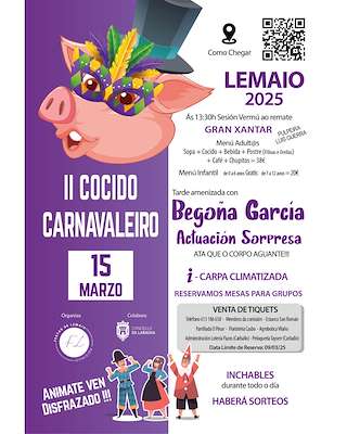 Fechas, información, programa, cartel, imágenes, mapa y ubicación de II Cocido Carnavalero de Lemaio   en  Laracha